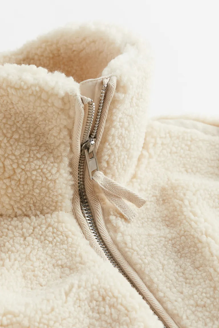 Fely Veste Teddy Femme – Manteau Oversize Chaud avec Col Haut & Tissu Ultra Doux