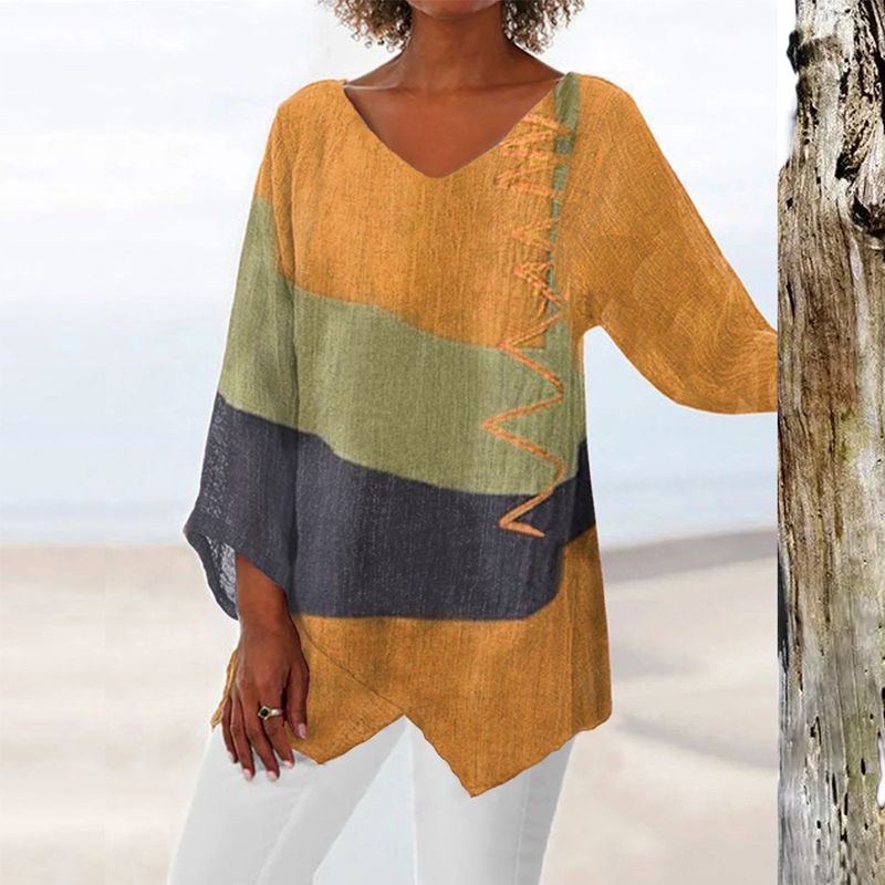 Top da donna Solange – Design bicolore con scollo a V e vestibilità aderente per comfort e stile