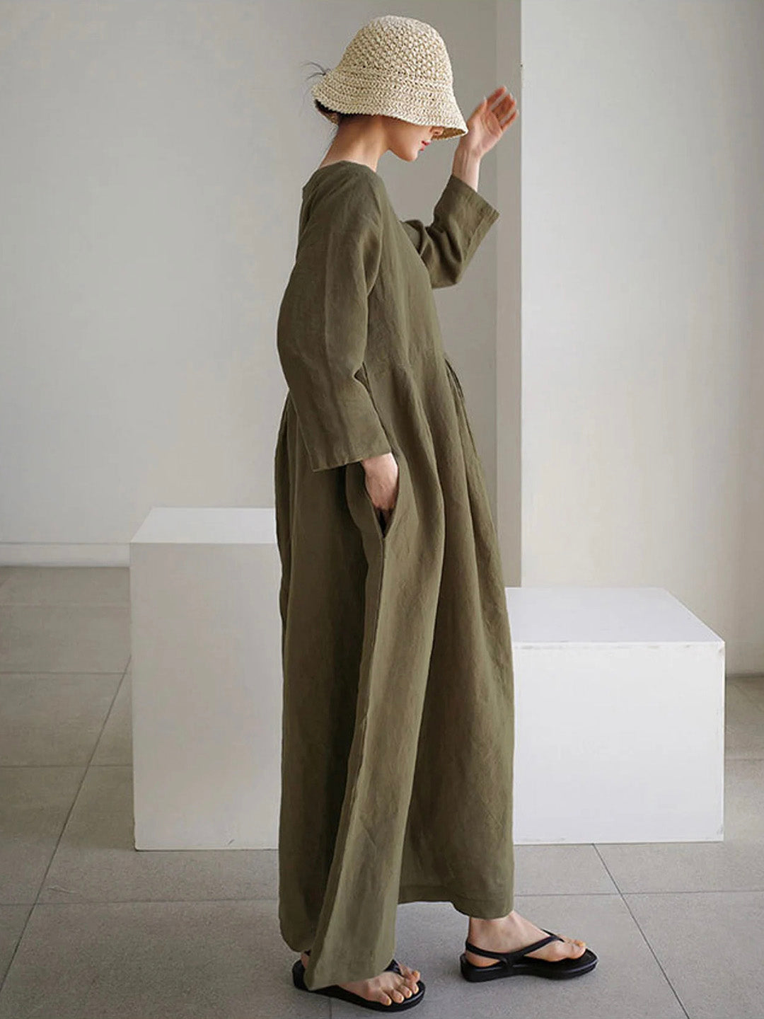 Abito lungo da donna Cielo: lino leggero, comfort naturale e stile minimalista ed elegante 