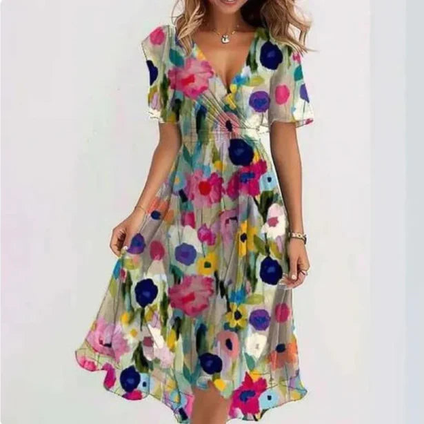 Annegret Robe Femme à Col en V – Élégante et Polyvalente pour les Occasions Chic