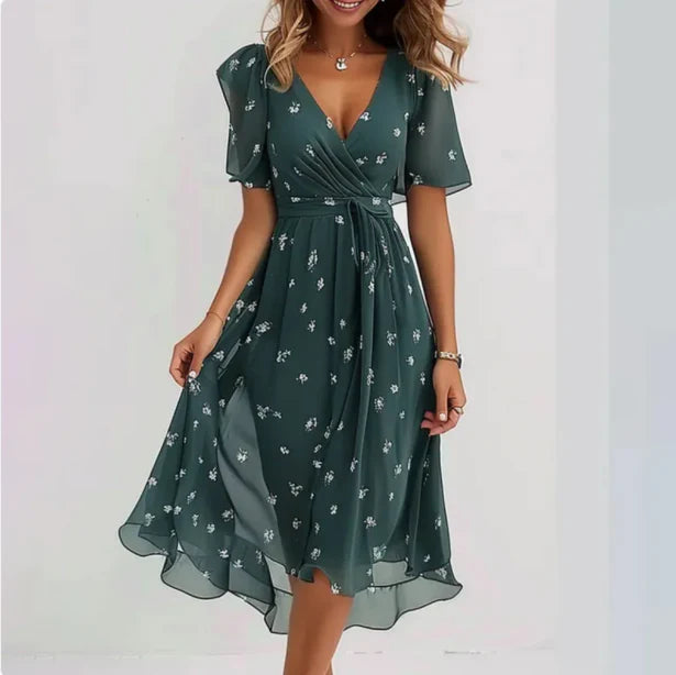Annegret Robe Femme à Col en V – Élégante et Polyvalente pour les Occasions Chic