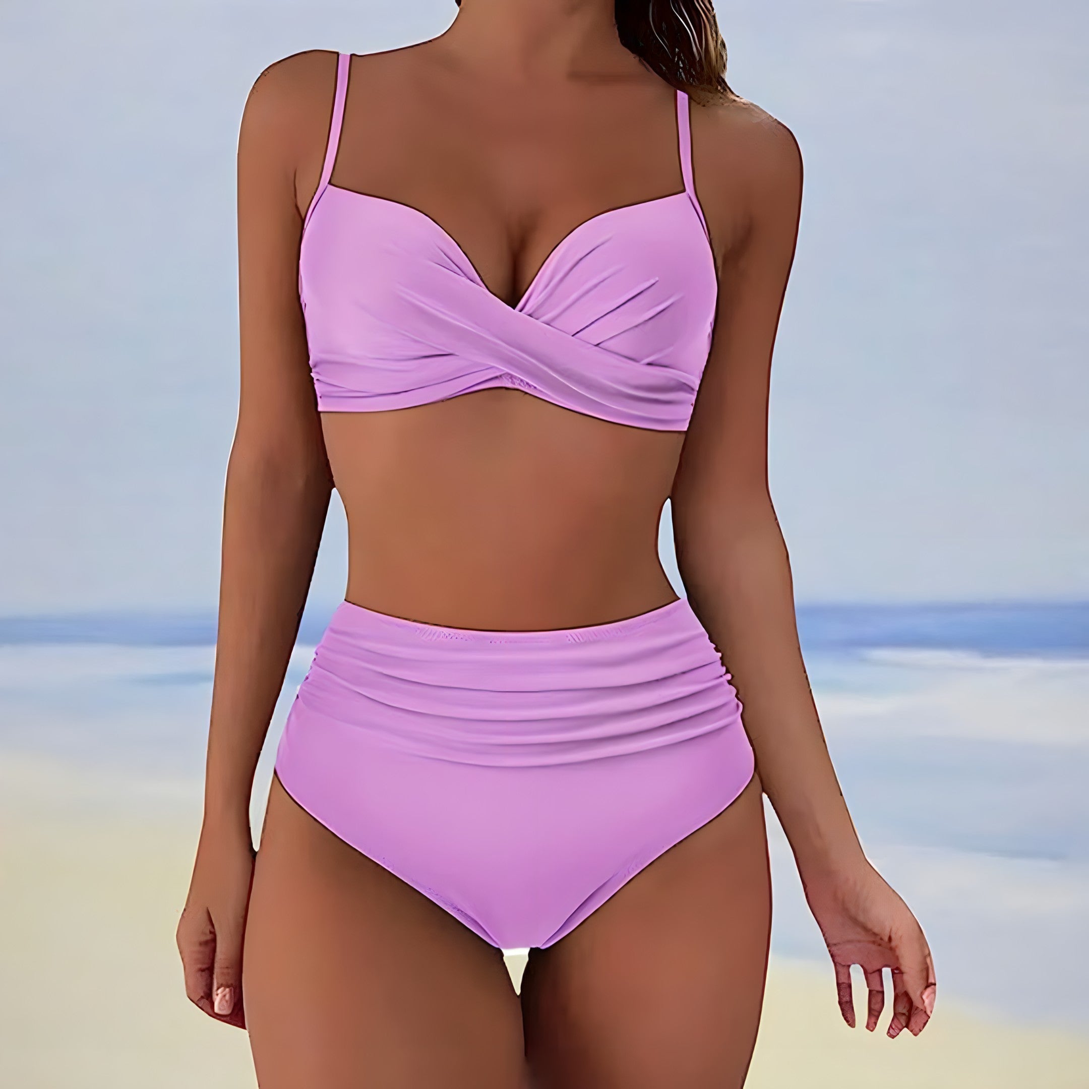 Set bikini da donna Sigrun - Costume da bagno a vita alta con spalline regolabili e vestibilità aderente