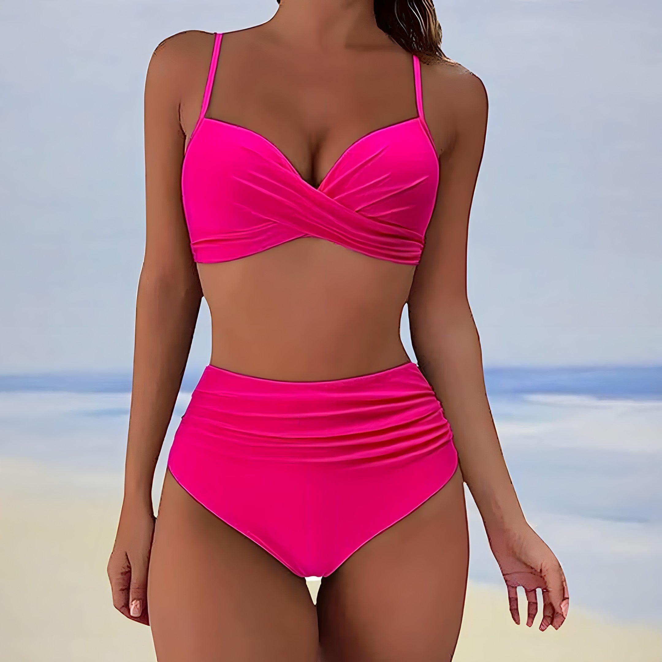 Set bikini da donna Sigrun - Costume da bagno a vita alta con spalline regolabili e vestibilità aderente
