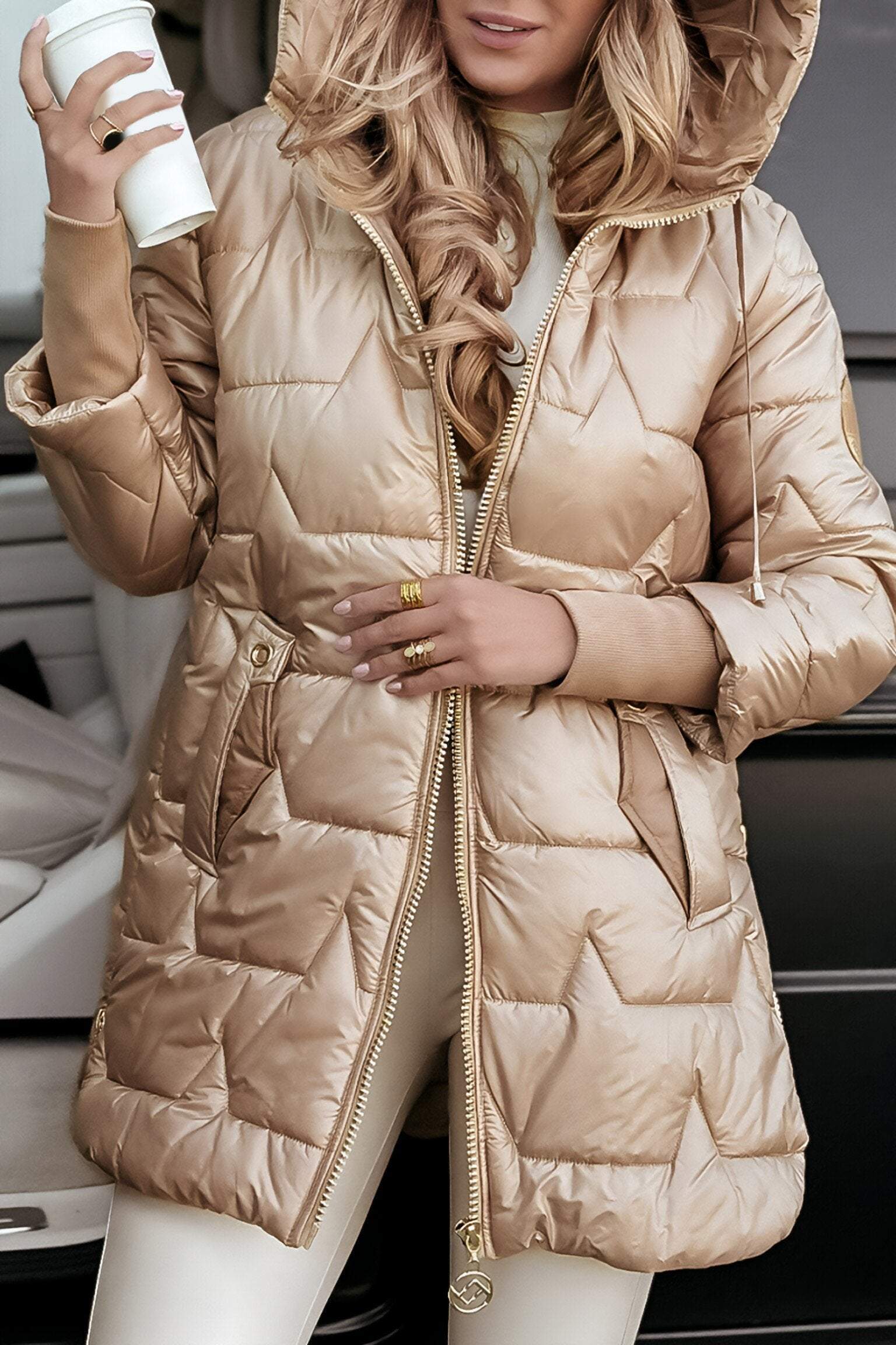 Kimberly Manteau d’Automne à Capuche pour Femme – Veste Chaude en Mélange de Coton avec Coupe Douce & Design Intemporel