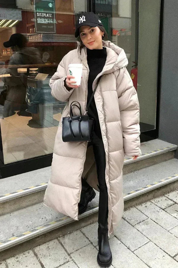 Rina Doudoune Longue Femme – Manteau Hiver Chaud avec Capuche & Coupe Légère Slim