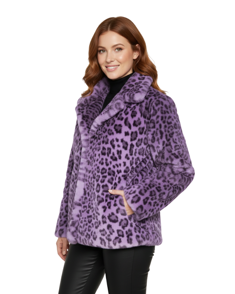 Iiriksen naisten tekoturkistakki – leopardikuvioitu, lämmin ja rohkea tyyli