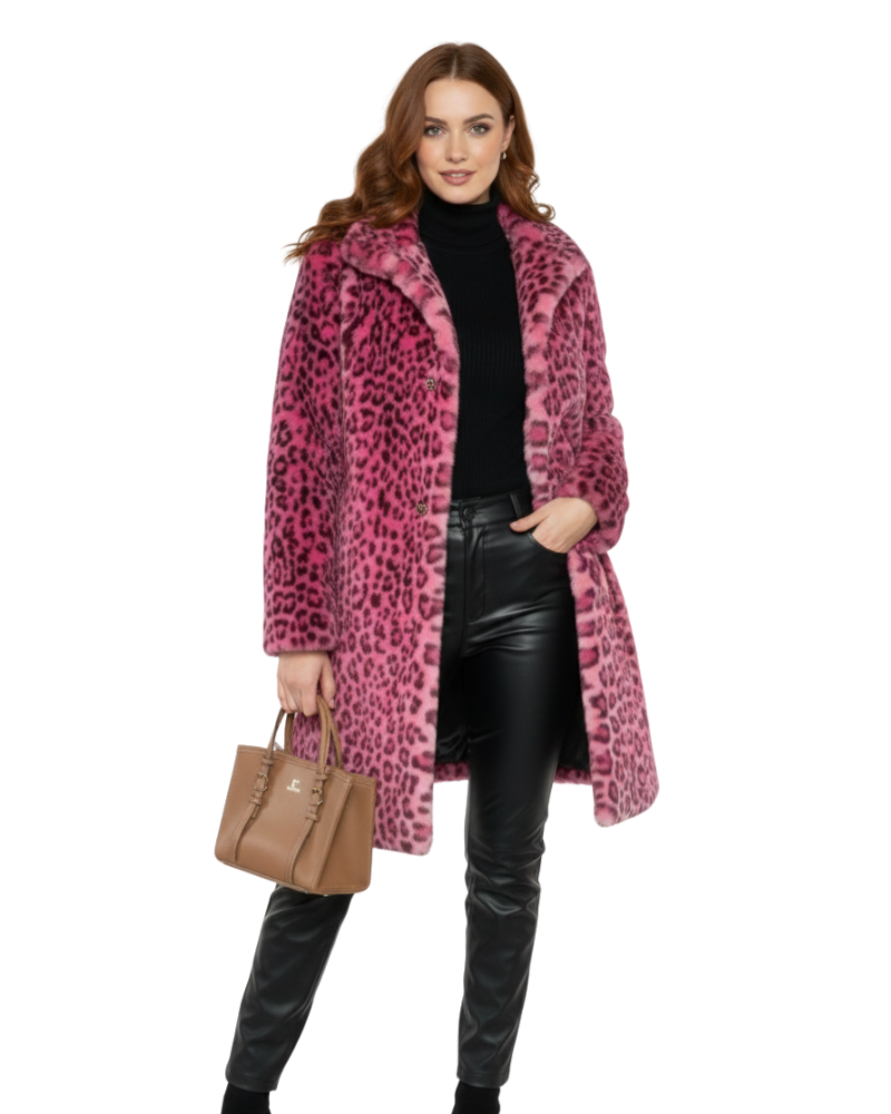 Iiriksen naisten tekoturkistakki – leopardikuvioitu, lämmin ja rohkea tyyli