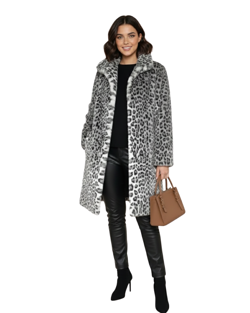 Iiriksen naisten tekoturkistakki – leopardikuvioitu, lämmin ja rohkea tyyli