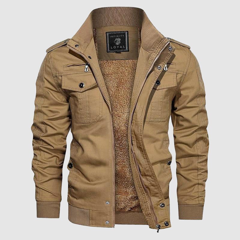 Aiden Blouson Aviateur Homme – Veste Pilote Chaude avec Doublure Polaire & Col Montant