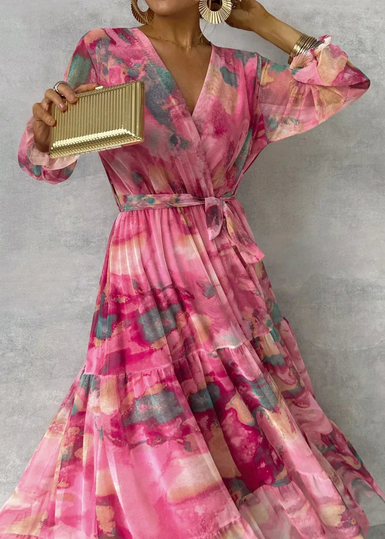 Abito estivo da donna Mary - Abito lungo leggero a maniche lunghe, elegante e moderno
