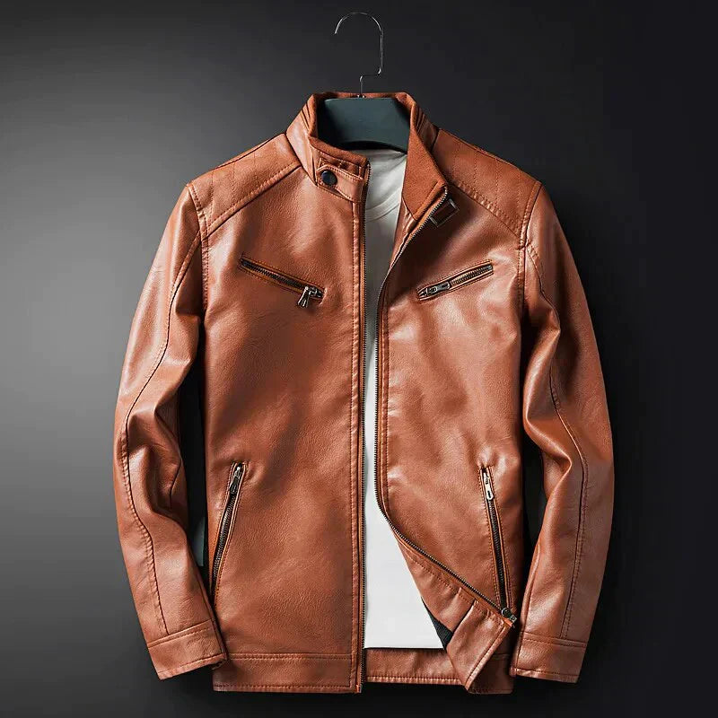 Fred Veste Homme en Cuir – Coupe Régulière, Multiples Poches & Style Intemporel Élégant