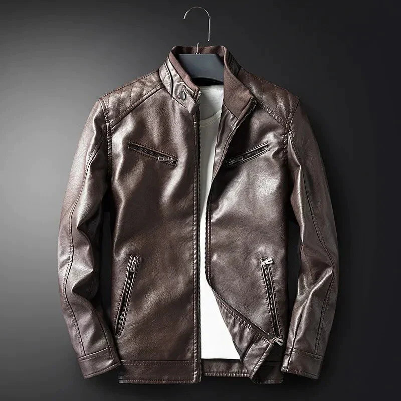 Fred Veste Homme en Cuir – Coupe Régulière, Multiples Poches & Style Intemporel Élégant