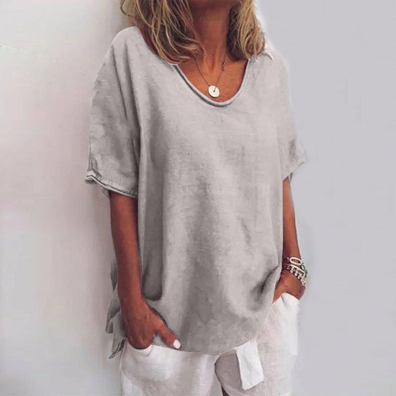 Ana Blouse Femme Classique – Blouse à Coupe Ample et Manches Courtes pour un Look Décontracté