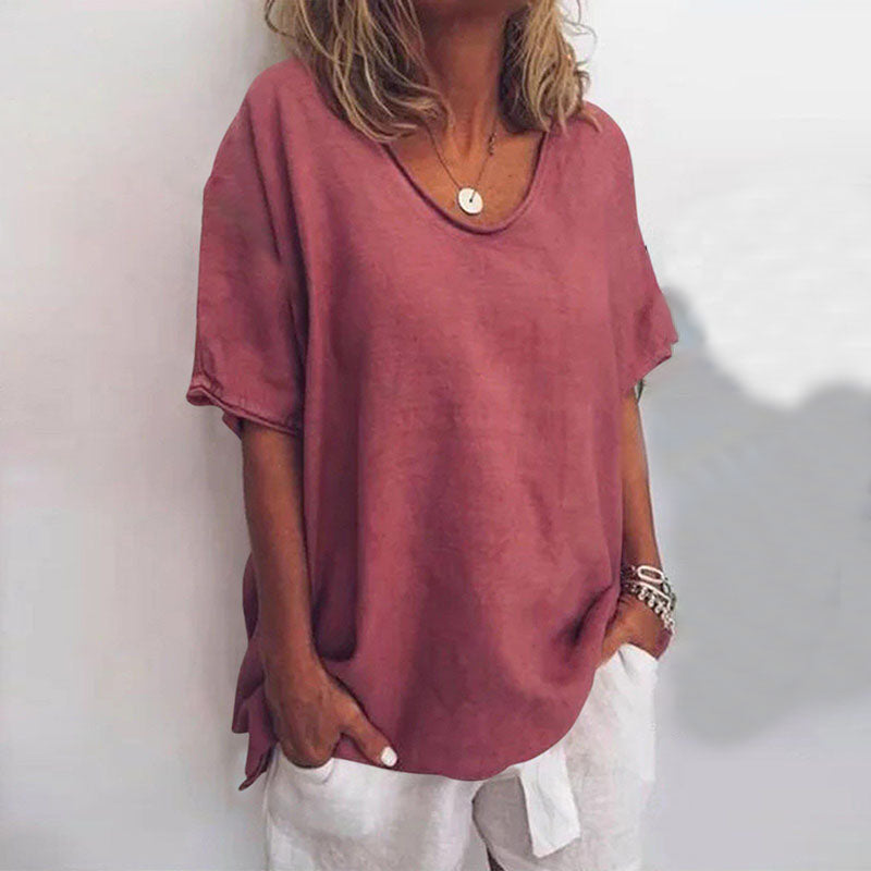 Ana Blouse Femme Classique – Blouse à Coupe Ample et Manches Courtes pour un Look Décontracté