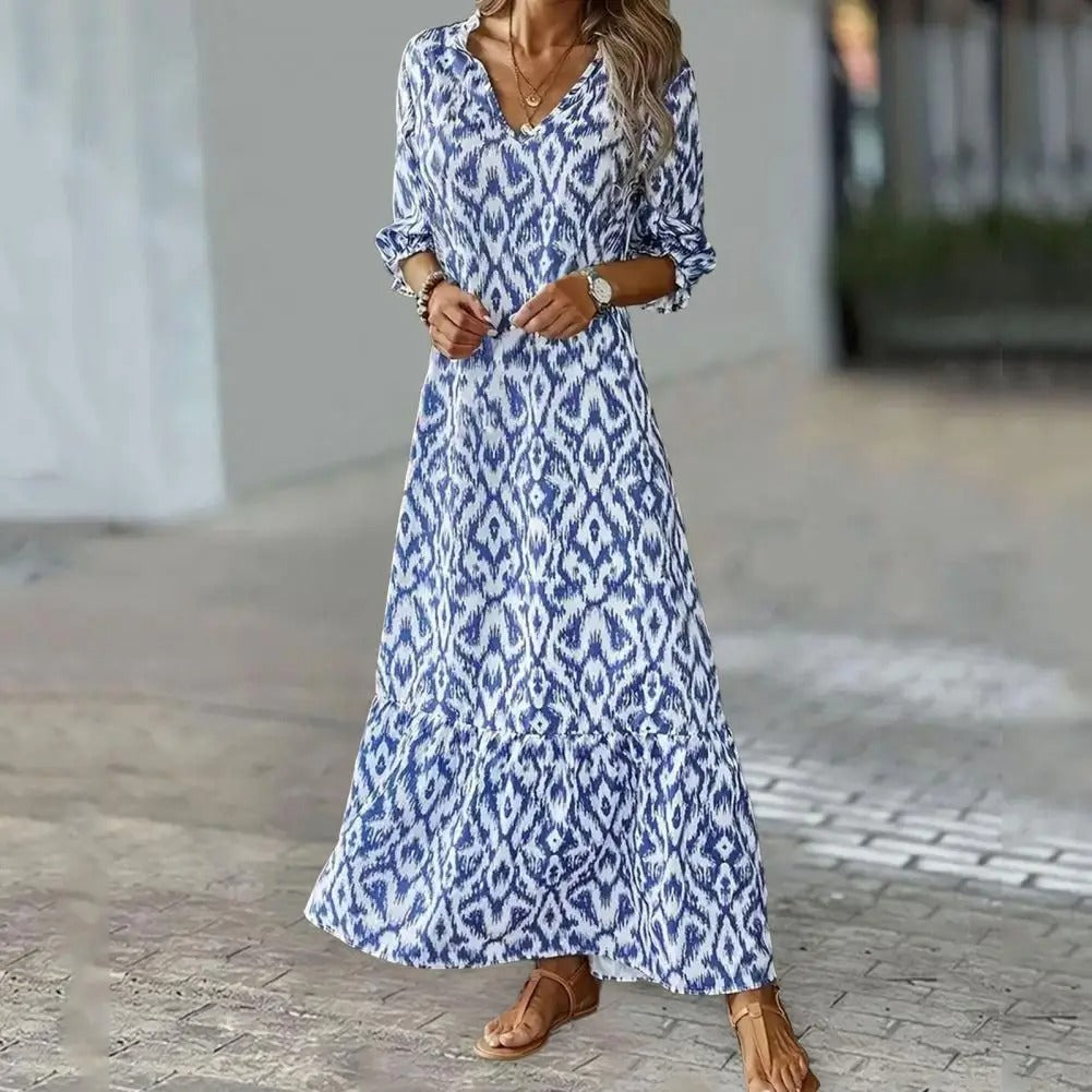 Robe Longue Femme Sarah – Robe d’Été Légère en Coton Mélangé avec Coupe Élégante & Confort