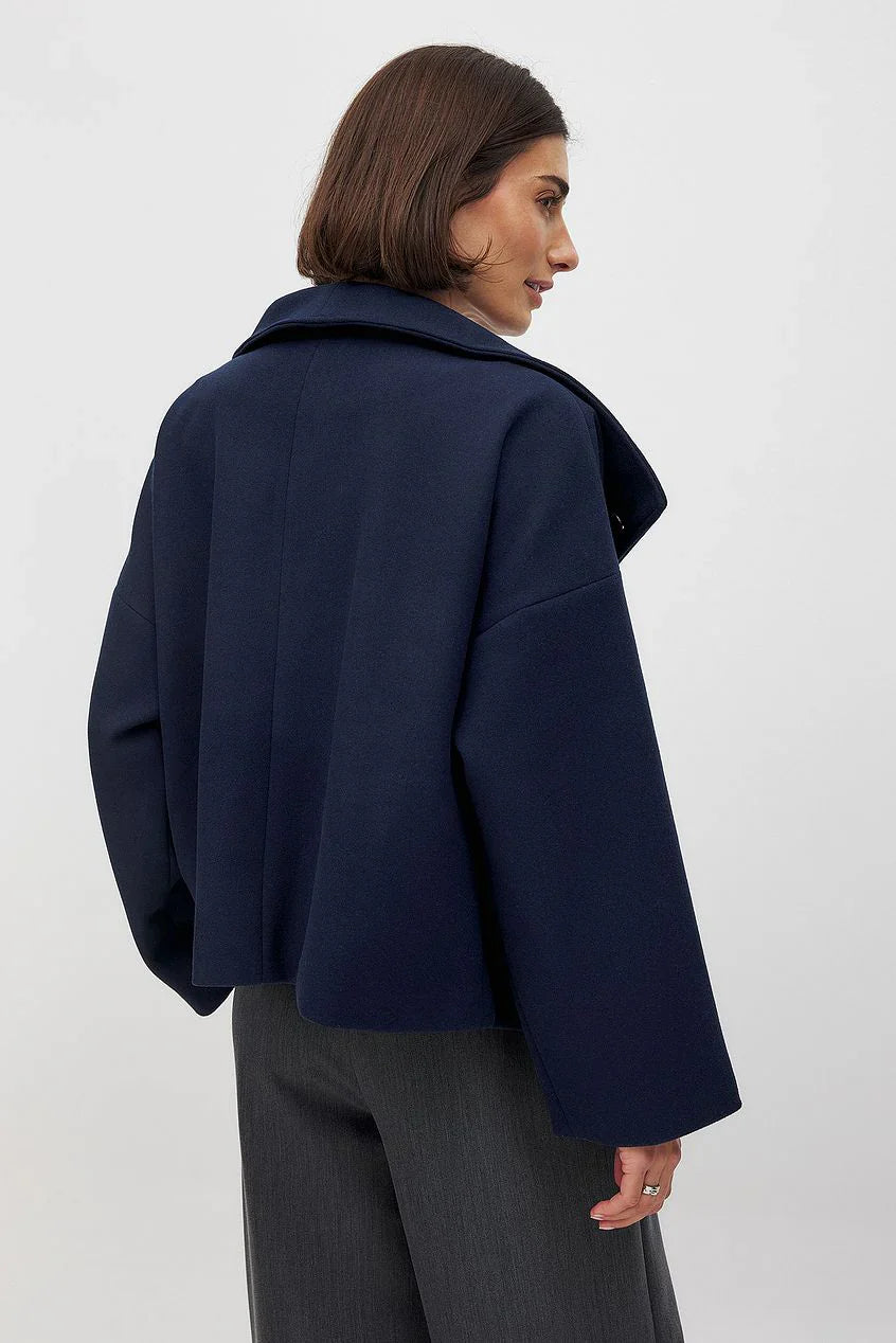 Zhane Manteau Femme en Laine Mélangée – Veste Oversize Croisée Chaude avec Coupe Structurée Élégante