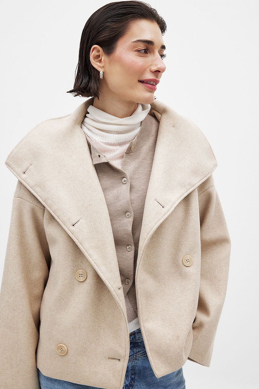Zhane Manteau Femme en Laine Mélangée – Veste Oversize Croisée Chaude avec Coupe Structurée Élégante