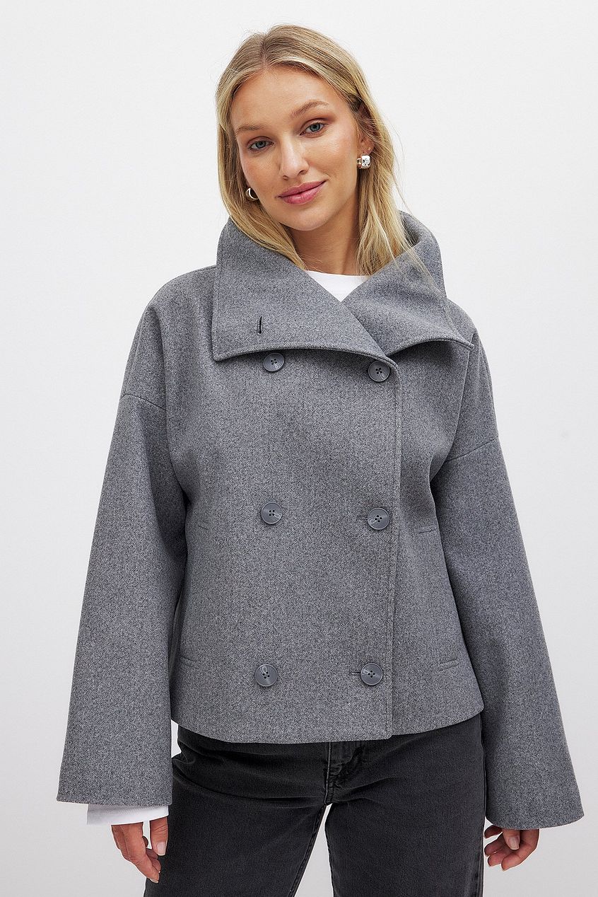 Zhane Manteau Femme en Laine Mélangée – Veste Oversize Croisée Chaude avec Coupe Structurée Élégante