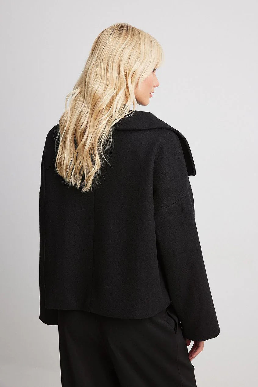 Zhane Manteau Femme en Laine Mélangée – Veste Oversize Croisée Chaude avec Coupe Structurée Élégante