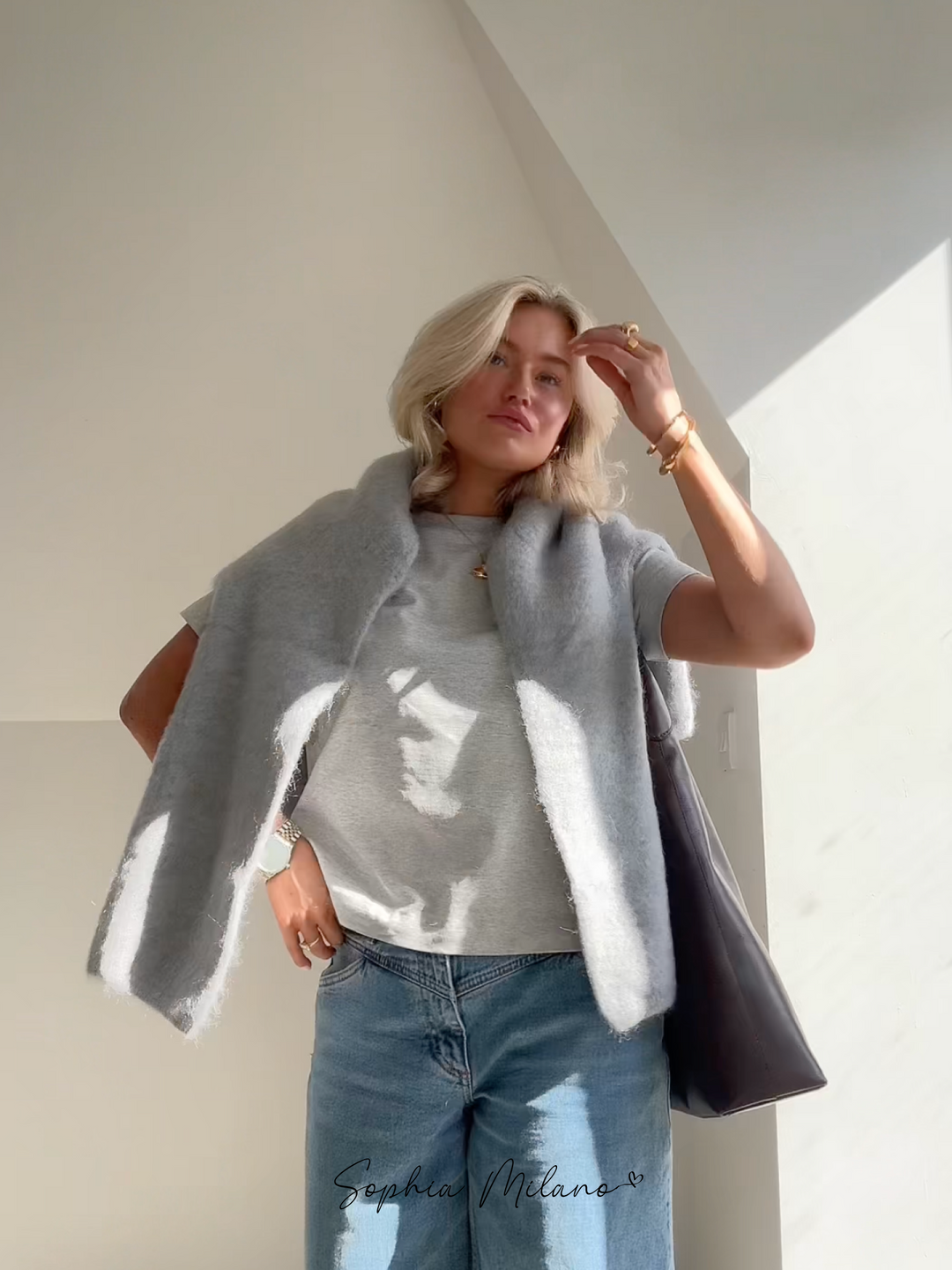 Milas Pull d’Hiver Doux Femme – Coupe Décontractée avec Col Rond & Chaleur Légère