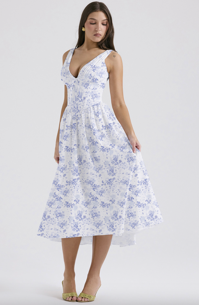 Abito estivo da donna Mika – Elegante abito floreale con vestibilità aderente e pratiche tasche