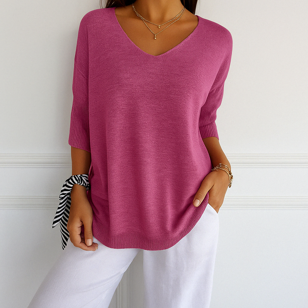 Maglione con scollo a V da donna Coraline: maglia fine, morbida ed elegante per uno stile raffinato