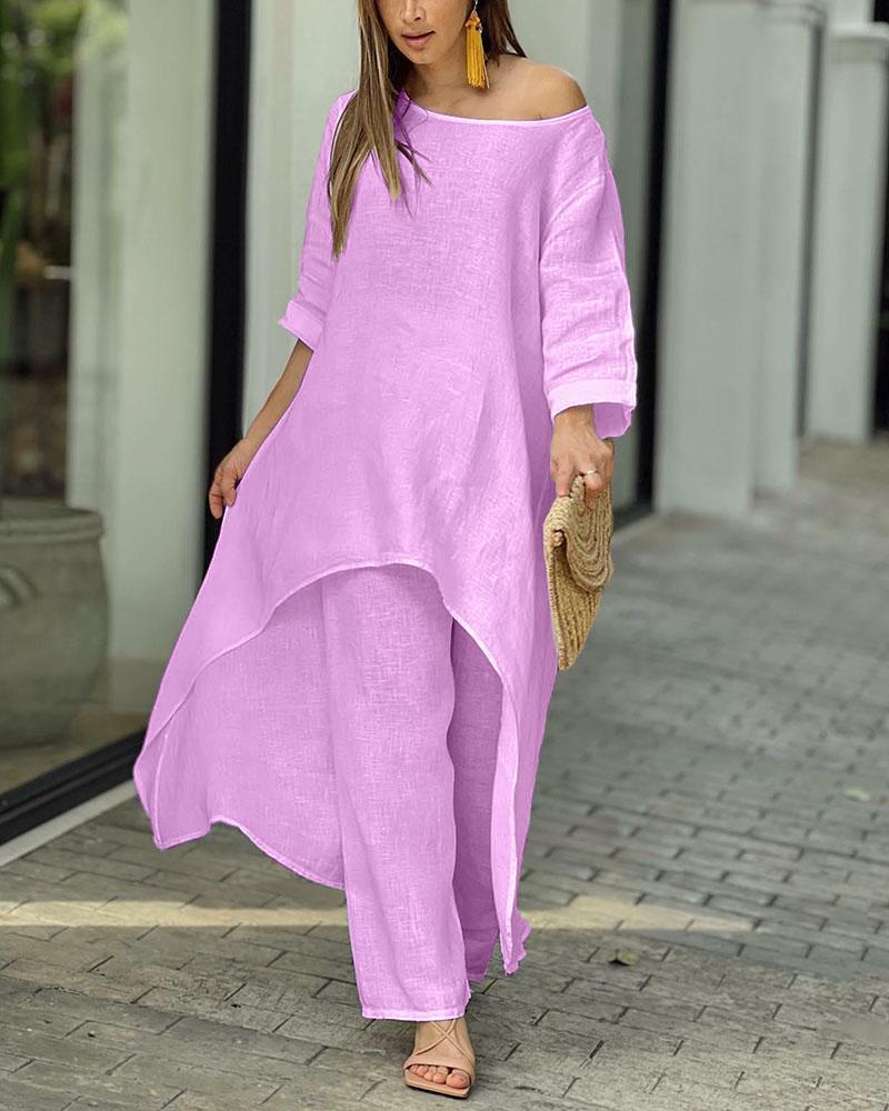 Completo tunica da donna Rachel: elegante completo in due pezzi con tunica ariosa e pantaloni aderenti