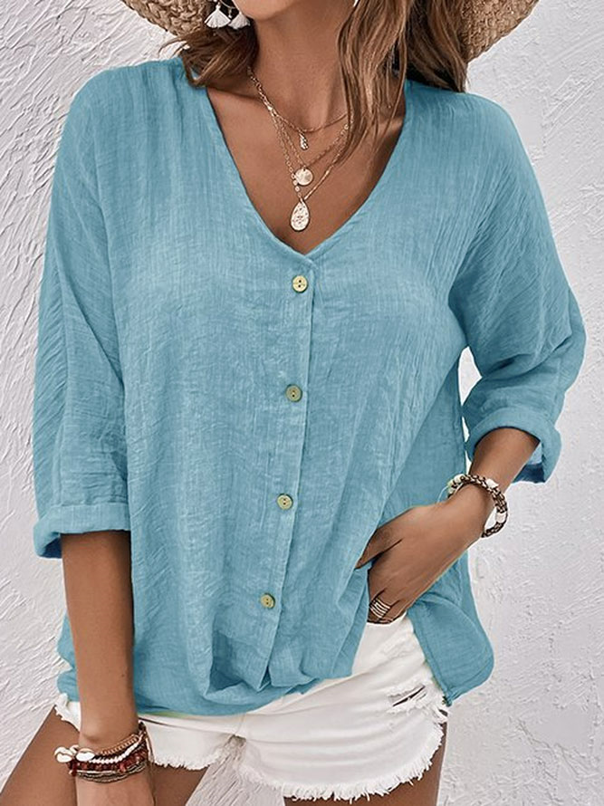 Blusa con scollo a V da donna Criza - Vestibilità rilassata e leggera con maniche corte per il comfort quotidiano