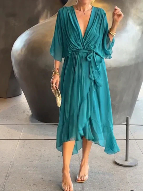Abigail Robe Femme – Robe Élégante et Polyvalente avec Détails Chic pour le Travail & le Week-End