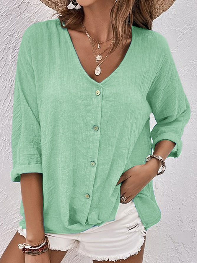 Blusa con scollo a V da donna Criza - Vestibilità rilassata e leggera con maniche corte per il comfort quotidiano