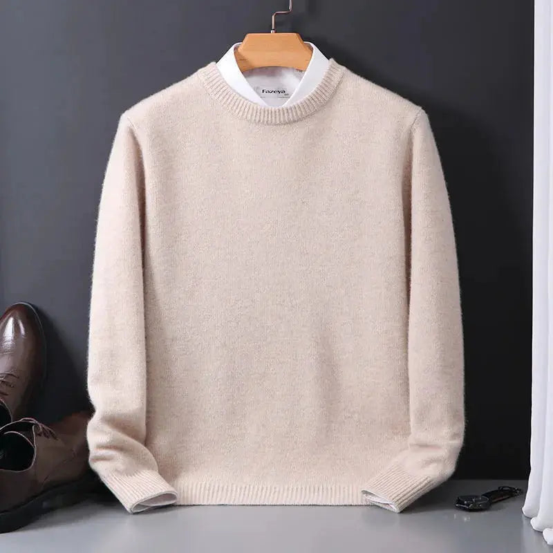 Daniel Pull Homme Col Rond – Bleu Ciel, Confort Doux & Élégant en Cachemire Laine Mélangée