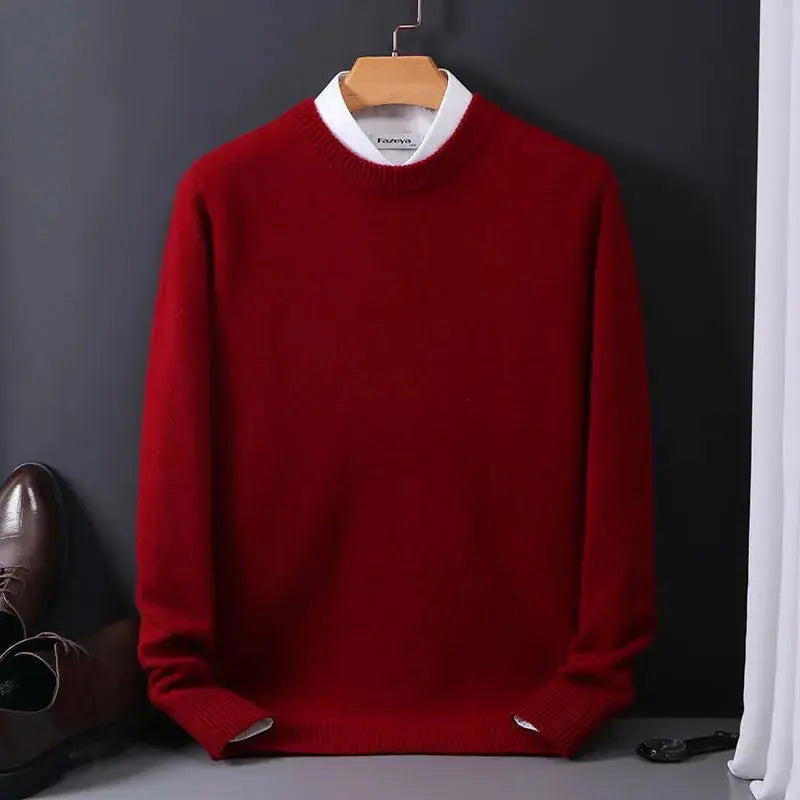Daniel Pull Homme Col Rond – Bleu Ciel, Confort Doux & Élégant en Cachemire Laine Mélangée