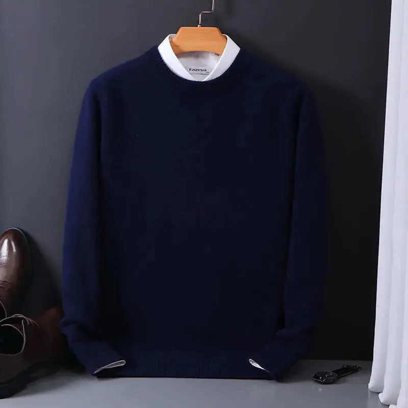 Daniel Pull Homme Col Rond – Bleu Ciel, Confort Doux & Élégant en Cachemire Laine Mélangée