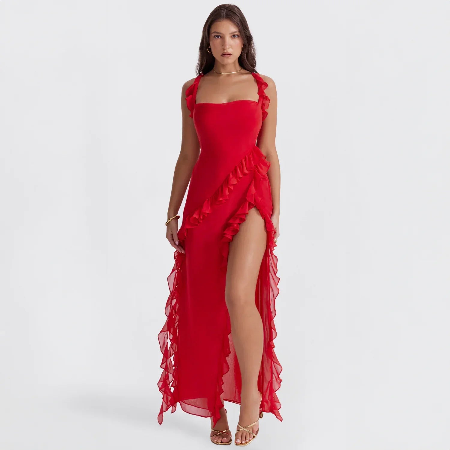 Abito lungo da donna Isabelle - Abito da sera asimmetrico con finiture di lusso e vestibilità elegante