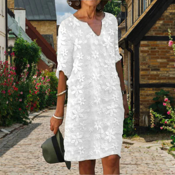 Abito da donna Maggie - Elegante abito estivo con scollo a V e vestibilità fluida per le giornate di sole