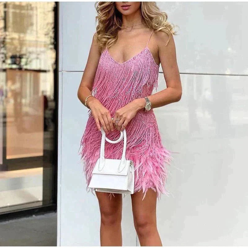 Abito da cocktail da donna Samantha - Abito aderente con paillettes e taglio elegante per le occasioni speciali