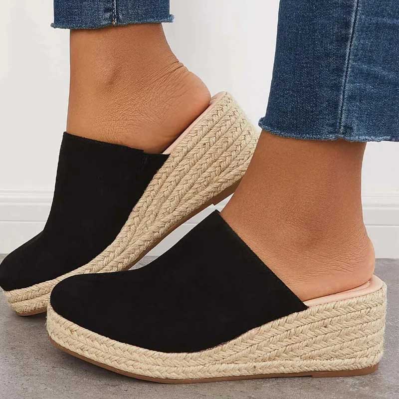 Mules con zeppa da donna Mika – Blu navy, stile espadrillas chic e comfort ottimale