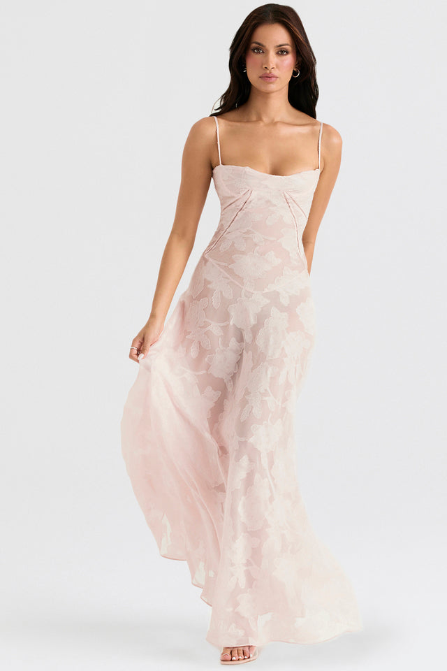 Kandace Robe Longue Femme – Robe en Dentelle Scintillante avec Bretelles Réglables & Bonnets Intégrés