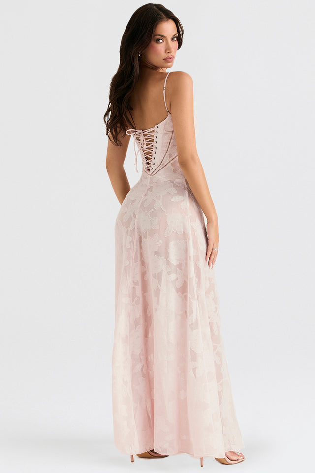 Kandace Robe Longue Femme – Robe en Dentelle Scintillante avec Bretelles Réglables & Bonnets Intégrés