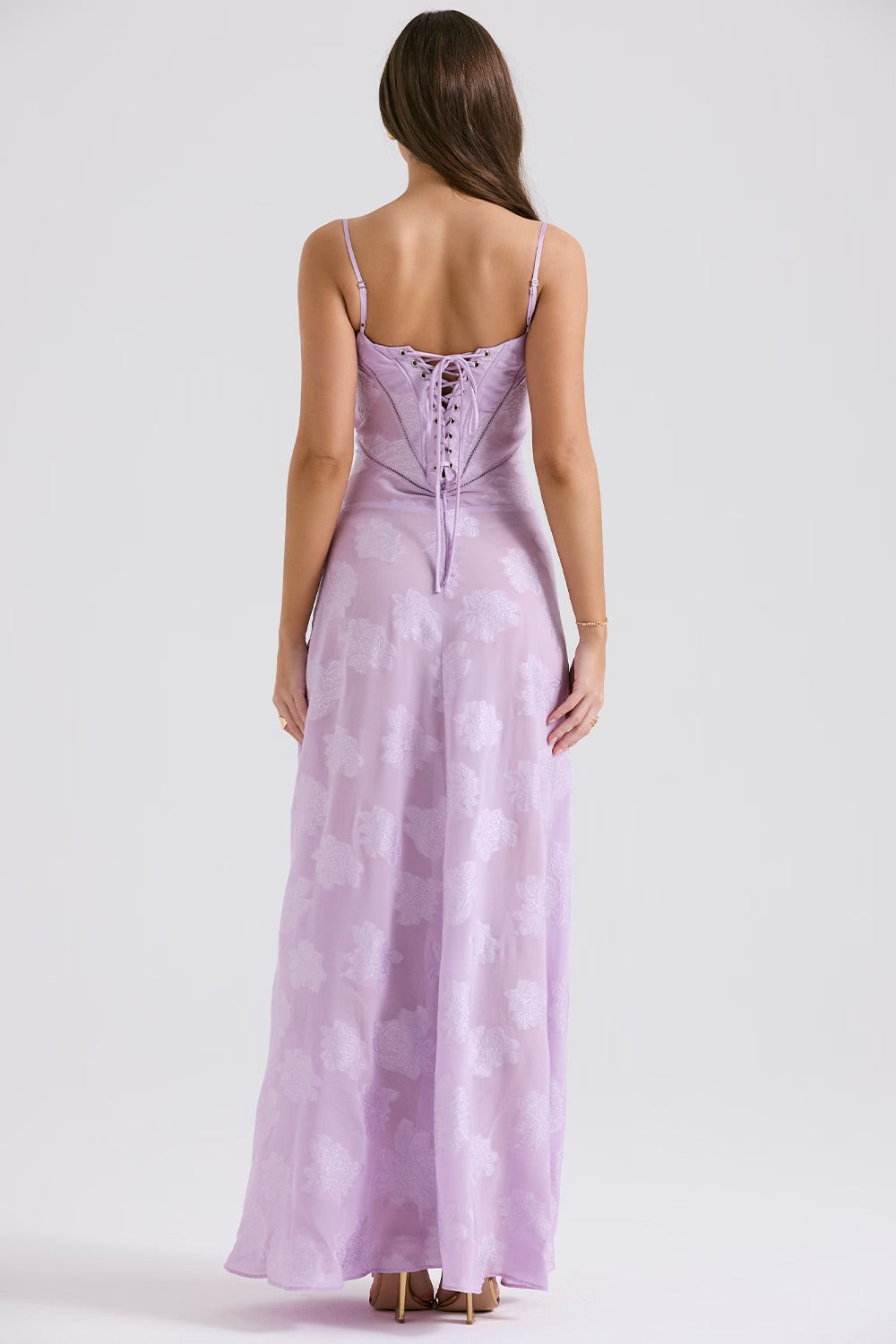 Kandace Robe Longue Femme – Robe en Dentelle Scintillante avec Bretelles Réglables & Bonnets Intégrés