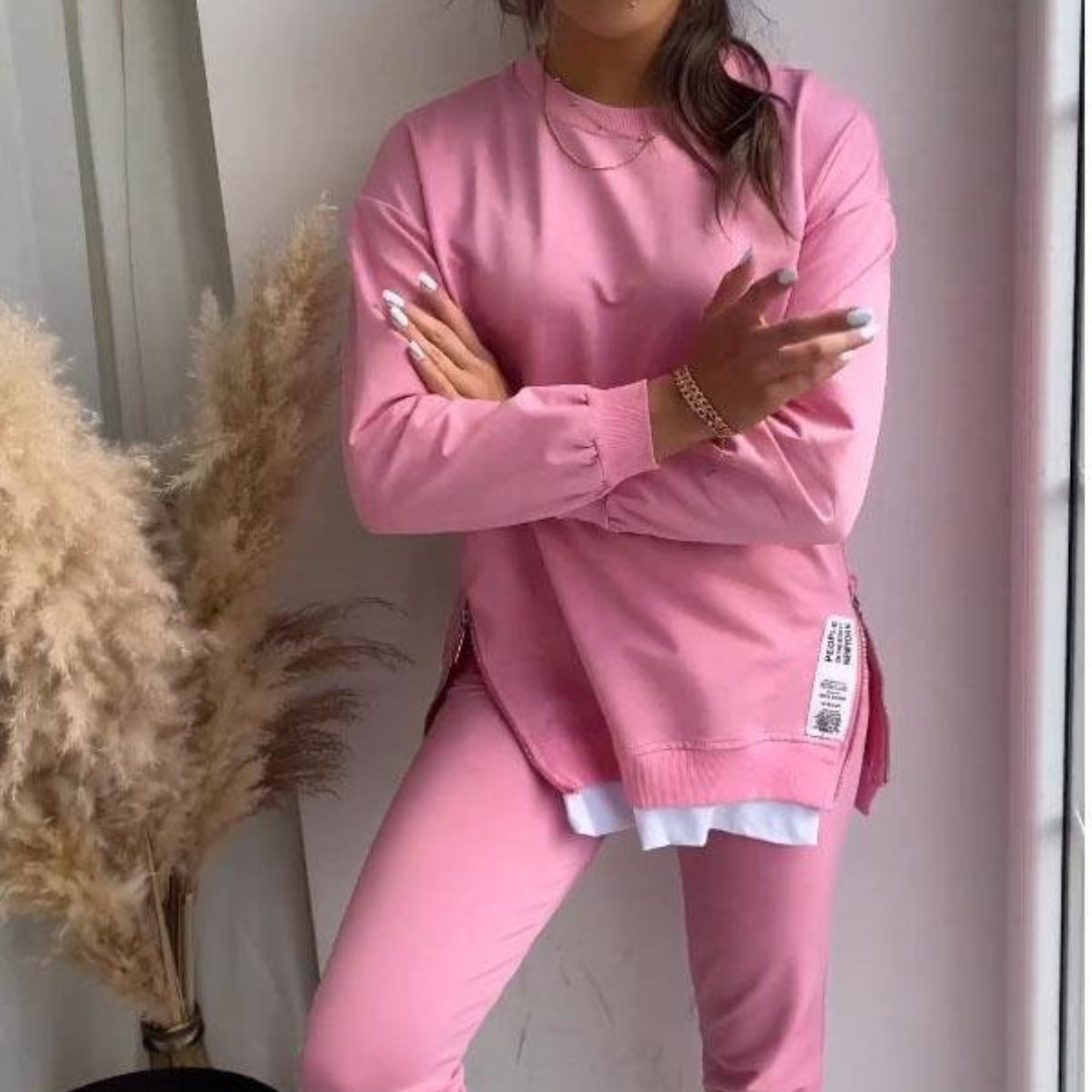 Aisha Ensemble Femme – Survêtement Confortable avec Haut à Manches Longues & Pantalon Ajusté