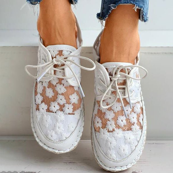 Scarpe da donna Stephanie - Mocassini comodi con ricami floreali e suola robusta