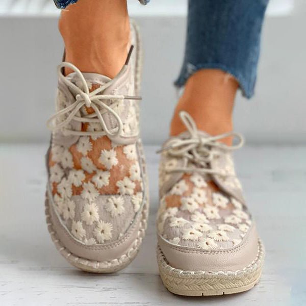 Scarpe da donna Stephanie - Mocassini comodi con ricami floreali e suola robusta