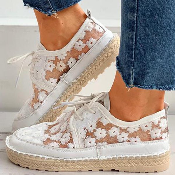 Scarpe da donna Stephanie - Mocassini comodi con ricami floreali e suola robusta