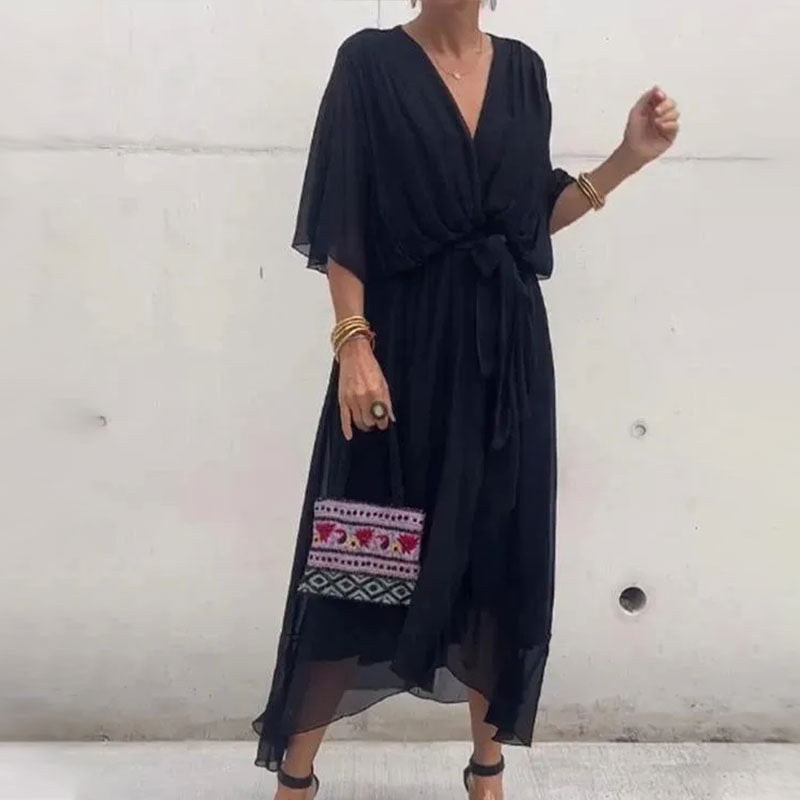Abito avvolgente da donna Aceline: scollo a V profondo e cintura in vita per una vestibilità elegante e valorizzante