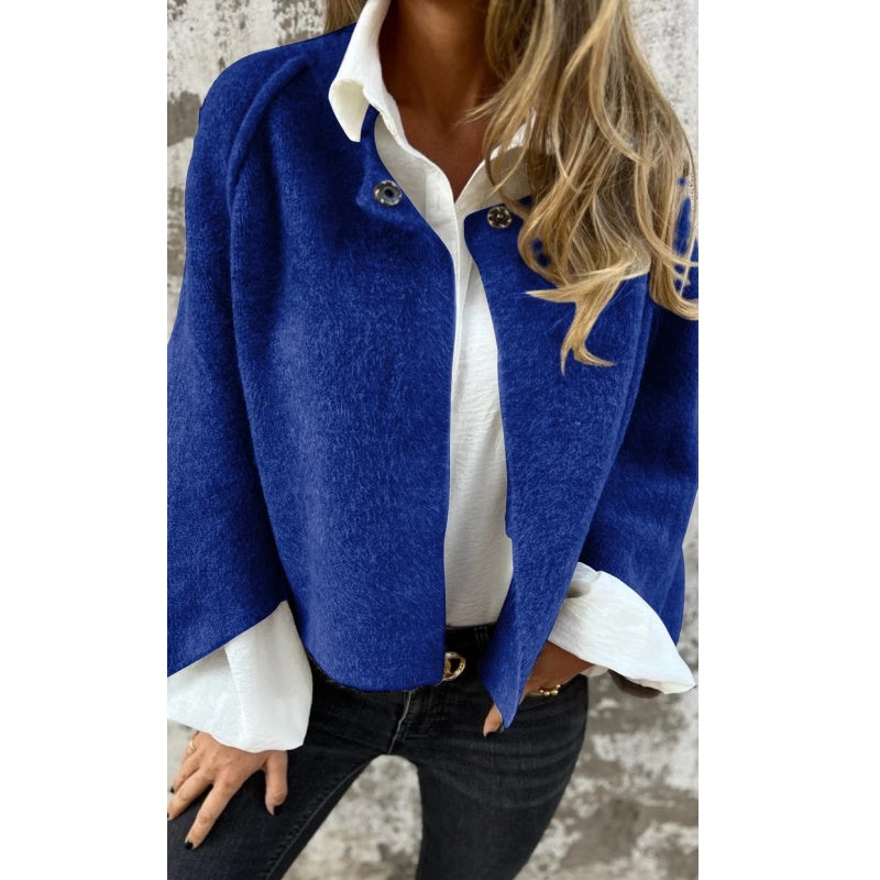 Isabella Manteau Femme – Court, Chic en Cachemire Mélangé avec Boutons-Pression Élégants