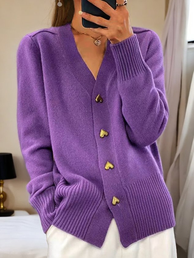 Paulina Gilet Femme – Gilet Chaud Élégant avec Boutons en Forme de Cœur