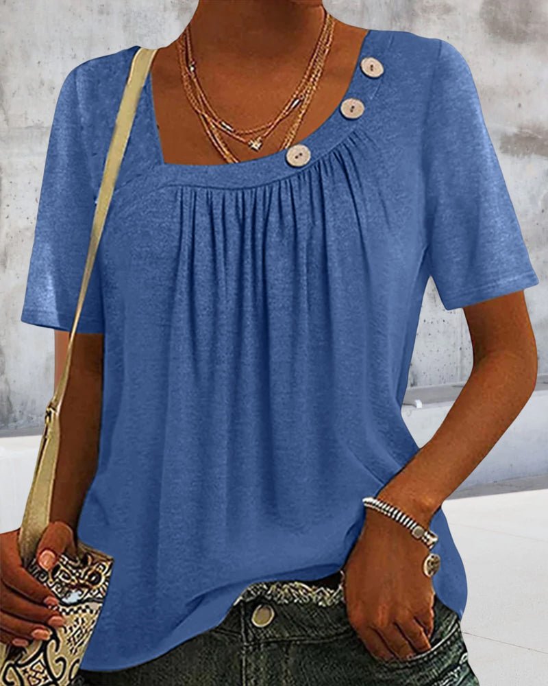Maglietta da donna Macey - Comoda maglietta in cotone con scollo tondo e maniche corte