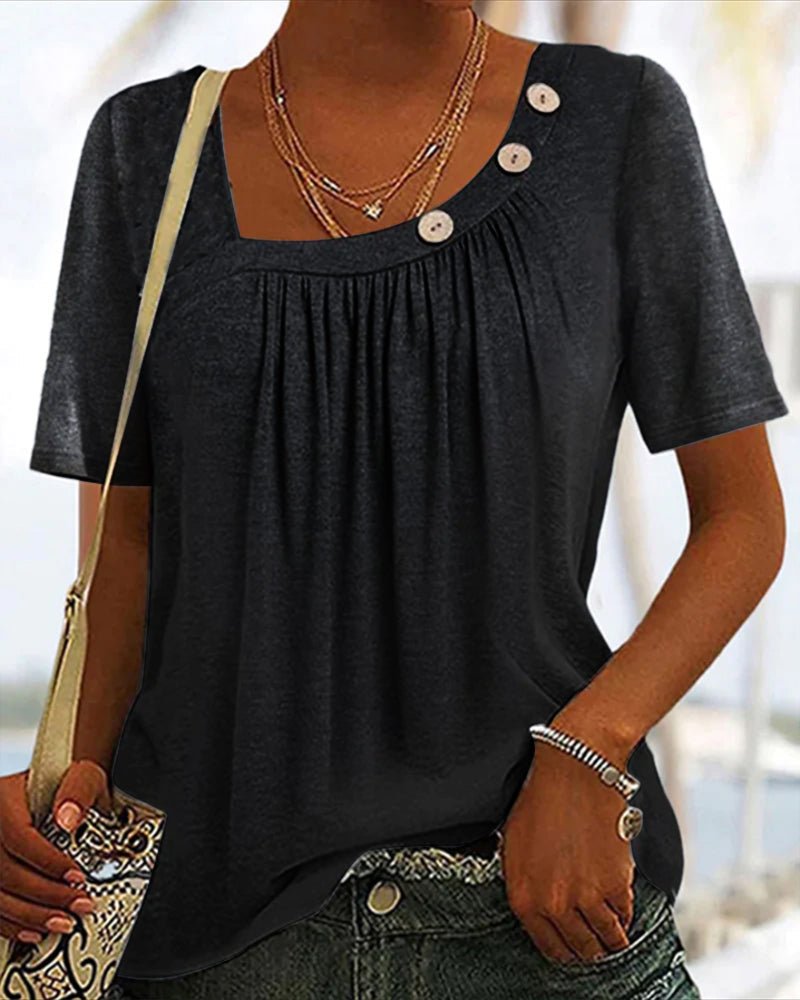 Maglietta da donna Macey - Comoda maglietta in cotone con scollo tondo e maniche corte