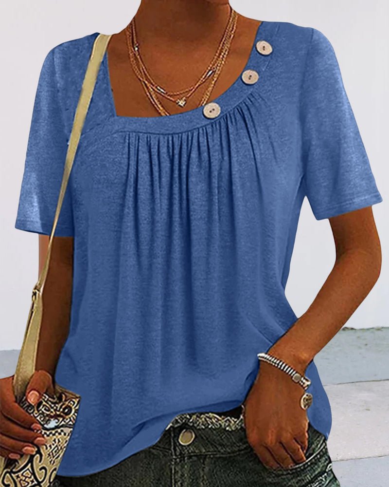 Maglietta da donna Macey - Comoda maglietta in cotone con scollo tondo e maniche corte